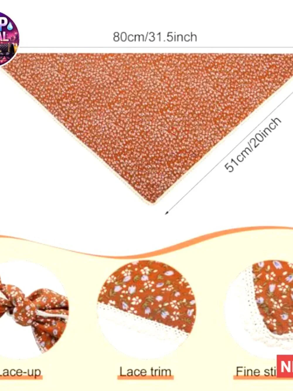Chiffon Floral Hair Bandanas Head Scarf with Ties